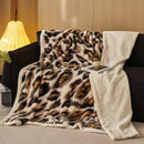 Axyaa Leopard Print Flannel Throw Blanket, Queen Size, Double Plush Comforter