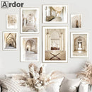 Islamic Mosque Landscape Art Wall Canvas Painting Morocco Prints for Living Room Decor by Axyaa