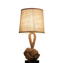 Axyaa Modern Minimalist Table Lamp with Hemp Rope Body and Fabric Shade