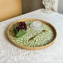 Axyaa Rattan Fruit Basket: Round Shell Tray for Home Snack Storage & Organization