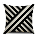 Axyaa Geometric Line Print Linen Cushion Cover - Home & Car Decor Pillowcase