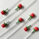 Axyaa Rose Straw Covers for Stanley Tumblers: Kawaii Hearts Silicone Toppers