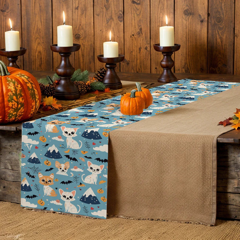 Axyaa Cute Ghost Table Runner: Halloween Wedding Dining Decor and Coffee Table Cloth