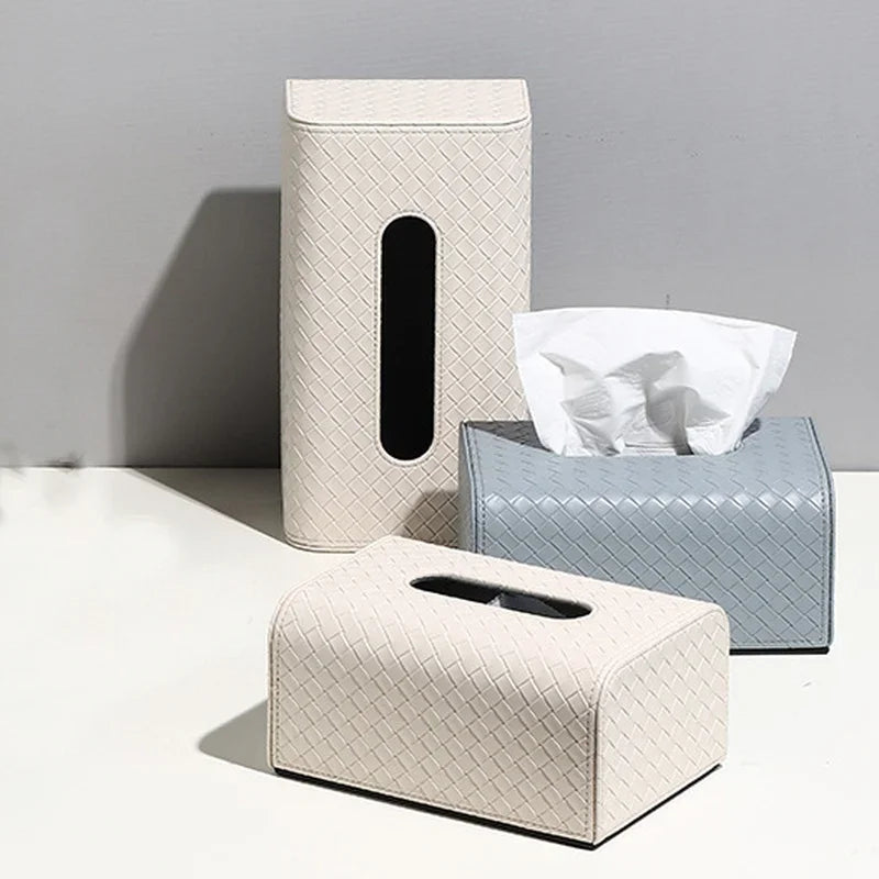 Axya Woven Grid Leather Tissue Box - Home Decor Essential