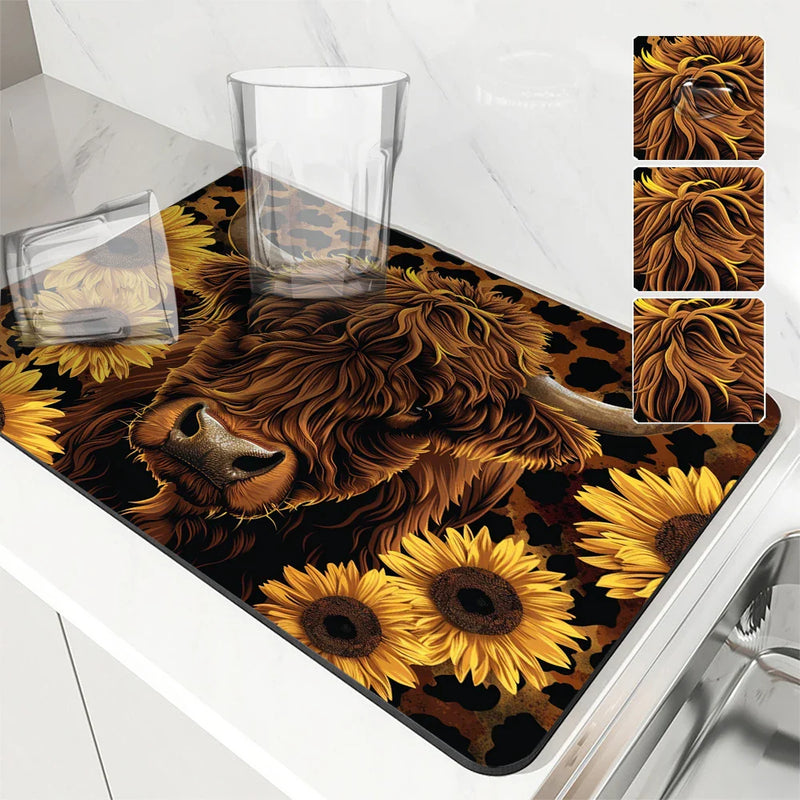 Axyaa Absorbent Mat for Plants Flowers Cow Kitchen Bathroom Anti-skid Drying Pad