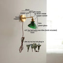 Axyaa Glass LED Wall Sconce, Luxury Stair Light, E27 Bulb, Green & White