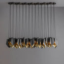 Axyaa Black/Gold LED Chandelier, Luxury Iron Hanging Lamp for Living Room & Restaurant