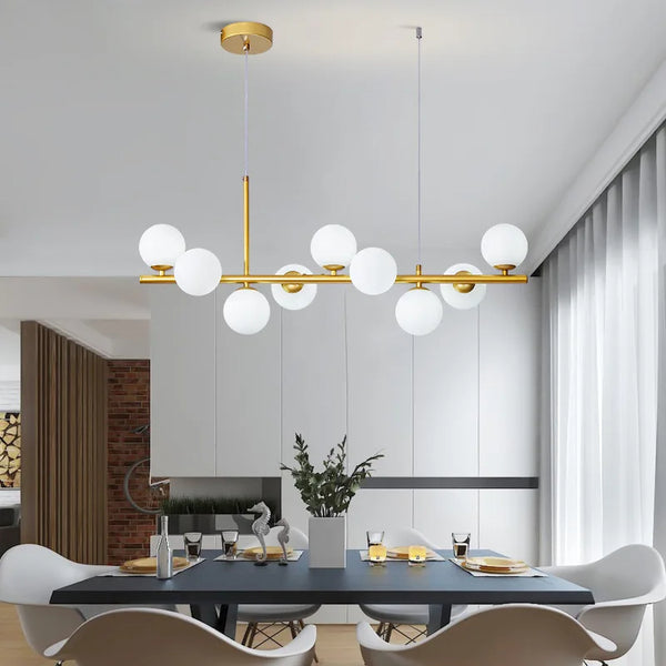 Axyaa Glass Chandelier LED Ceiling Light for Dining Room and Living Room