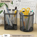 Axyaa Black Metal Mesh Desktop Organizer Pen Holder Pencil Cup Pen Case