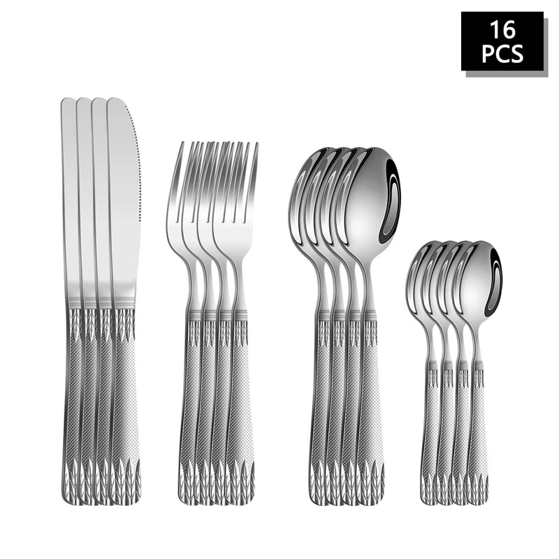 Axyaa Stainless Steel Cutlery Set - Steak Knife, Fork & Spoon Combo for Family, Hotel, Party