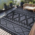 Axyaa Reversible Outdoor Straw Rug Waterproof Boho Patio Mat