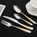 Axyaa 16-Piece Stainless Steel Gold Cutlery Set - Mirror Finish