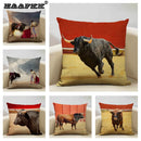 Axyaa Spain Bullfight Cushion Cover 45x45CM Linen Pillowcase