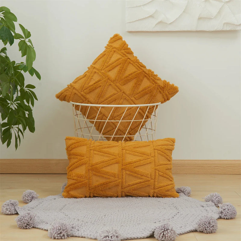 Axyaa Short Plush Pillow Cover Set for Autumn Home Decor