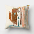 Axyaa Minimalist Spring Tree Landscape Pillow Cover - Bear Penguin Cartoon Animal Pillowcase