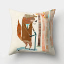 Axyaa Minimalist Spring Tree Landscape Pillow Cover - Bear Penguin Cartoon Animal Pillowcase