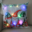 Axyaa LED Christmas Pillowcase 18x18 Inch Santa Snowman Cartoon Glowing Decor