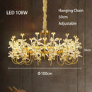 Axyaa Copper Petal Crystal Chandelier LED Dining Room Minimalist Luxury Artistic Lamp