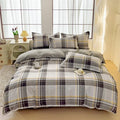 Axyaa Blue & White Grid 4-Piece Bed Sheet Set, Thickened Material