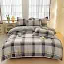 Axyaa Blue & White Grid 4-Piece Bed Sheet Set, Thickened Material