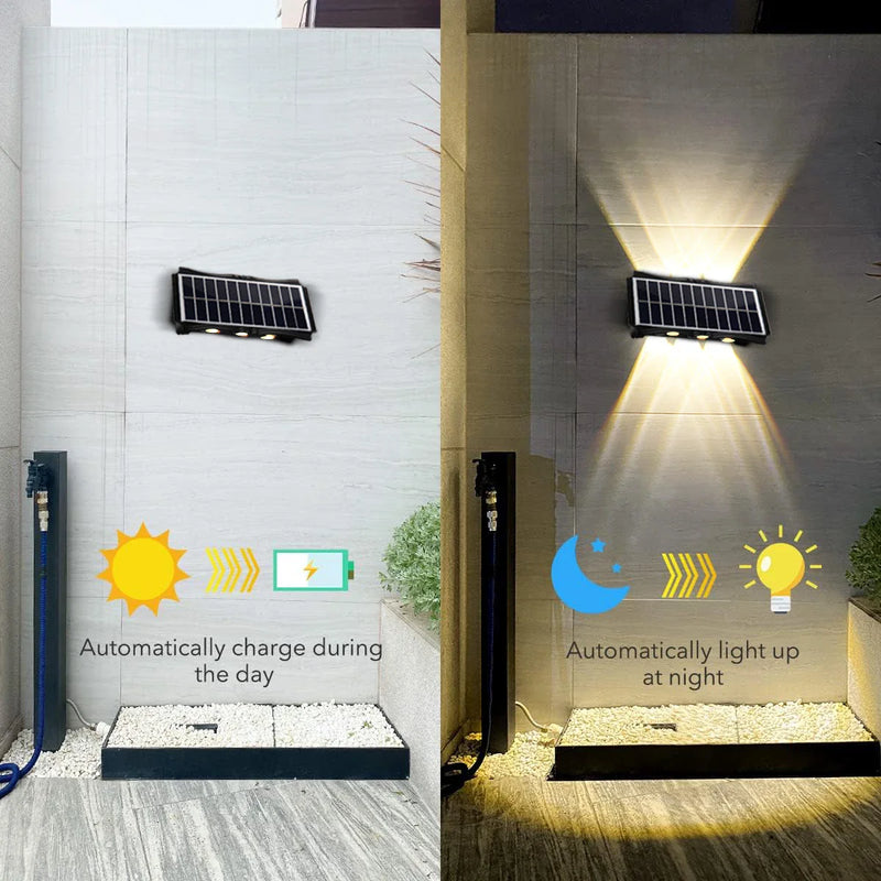 Axyaa Solar Lights: Waterproof Outdoor LED Sensor Wall Fixture with Up and Down Lighting
