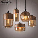 Axyaa Vintage Industrial Glass Pendant Light Fixture for Kitchen and Living Room