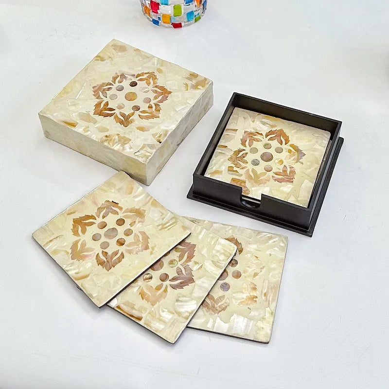 Axya Shell Coaster & Placemat Set - Home Kitchen Luxury Essentials