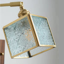 Axyaa Cube Glass LED Wall Sconce, Walnut Wood, Pull Chain Switch, 2 Arms