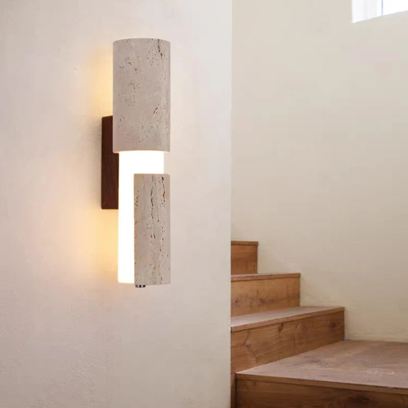 Axyaa Natural Stone White Acrylic LED Wall Lamp with Remote Control
