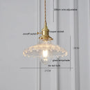 Axyaa Green Glass LED Pendant Lamp with Copper Wood Handle