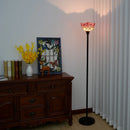 Axyaa Industrial Stained Glass Torchiere Floor Lamp
