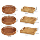 Axyaa Rattan Basket Tray for Breakfast Food Bread Cake Fruit Vegetable Storage