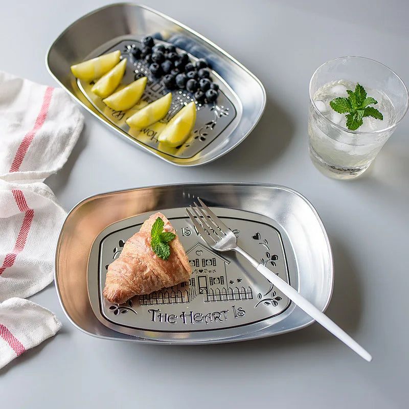 Axyaa Retro Snack Tray: Small Rectangle Kitchen Organizer for Food, Fruit, Cake