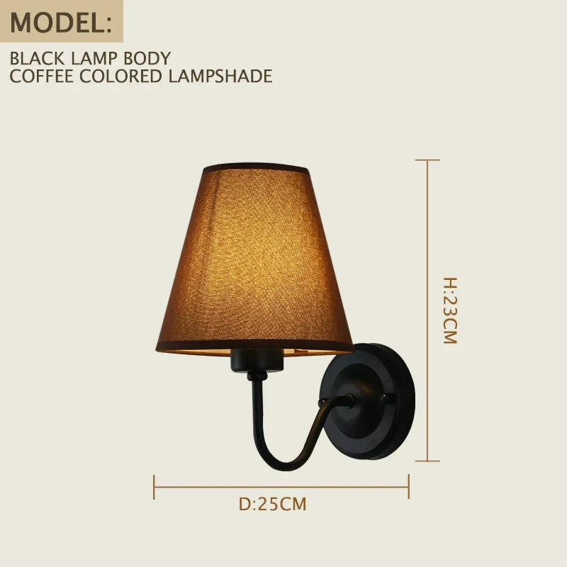 Axyaa Retro Fabric Wall Lamp for Home Decor & LED Lighting