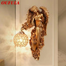 Axyaa Modern Angel Wall Light LED Gold Resin Sconce Lamp