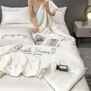 Axyaa Silk Summer Quilt: Embroidered Ice Cooling Comforter Bed Blanket