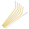 Axyaa Metal Drinking Straws Set - Eco-friendly Stainless Steel, 6pcs Bent Reusable Straw Kit