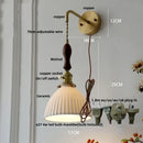 Axyaa Walnut Wood LED Wall Sconce Pull Chain Switch Stair Light Fixtures