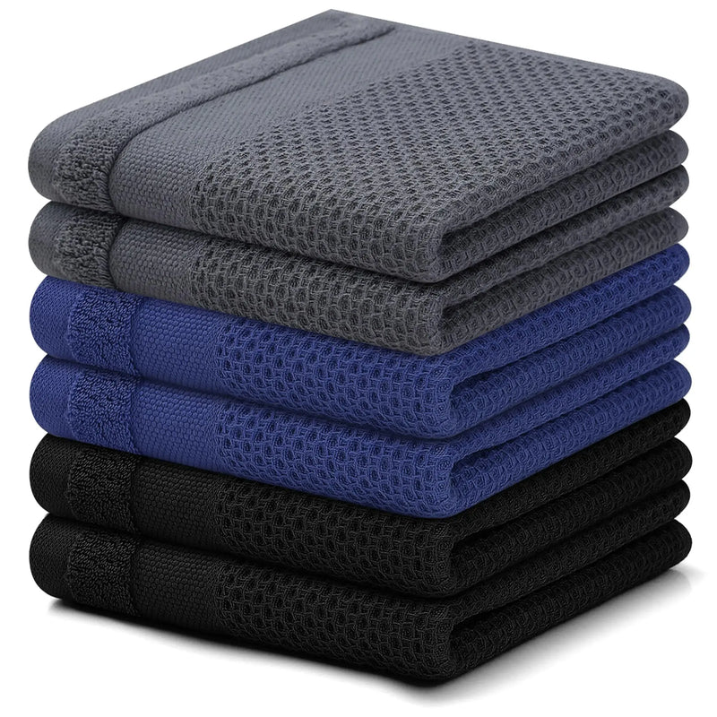 Axyaa 6Pcs Soft Cotton Kitchen Towels | Super Absorbent Dishcloth Set