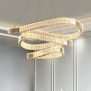 Axyaa Modern K9 Crystal Chandelier LED Lighting Steel Pendant Dimmable Lights for Foyer