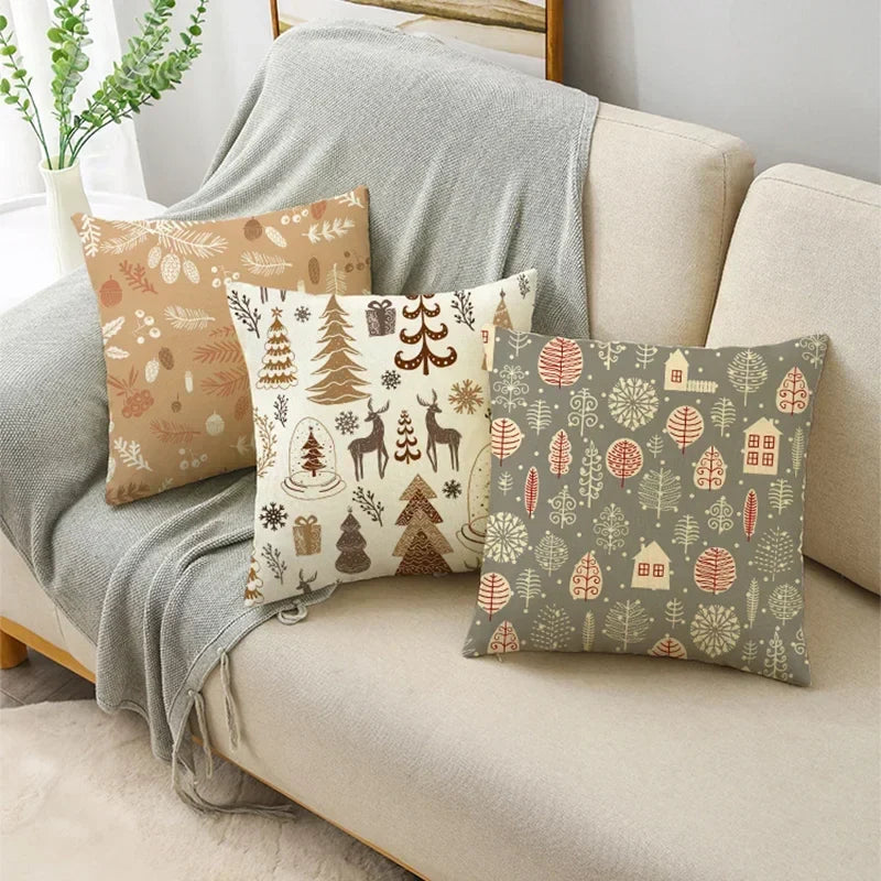 Axyaa Christmas Plant Series Pillow Covers - Festive Home Décor