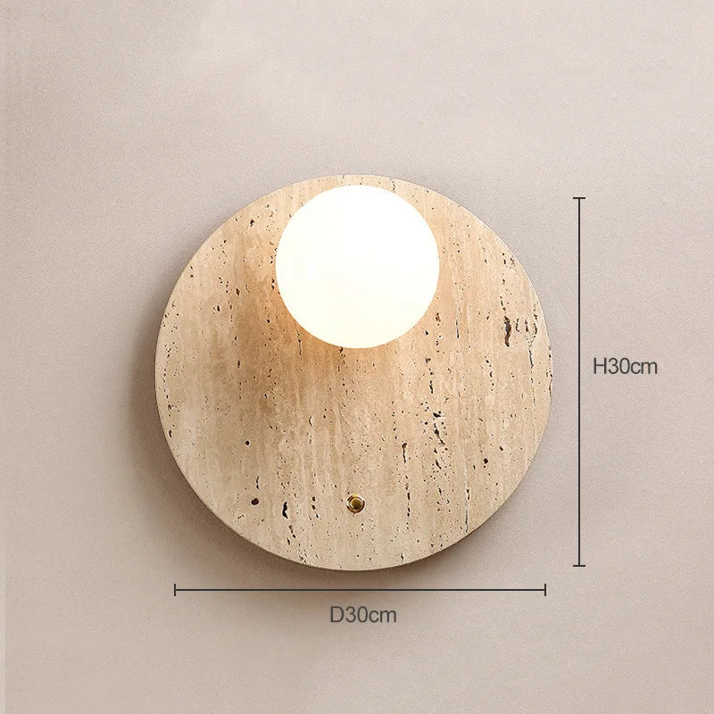 Axyaa Travertine Stone Sconce Lamp with Glass Ball G9