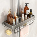 Axyaa Shower Head Holder Wall Mount Shampoo Rack with Integrated Storage Shelf