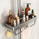 Axyaa Shower Head Holder Wall Mount Shampoo Rack with Integrated Storage Shelf