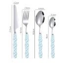 Axyaa Ceramic Pearl Cutlery Set - Knife, Fork, Spoon, Steak Spoon, Creative Design