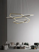 Axyaa Modern Minimalism Gold Steel Hexagon LED Chandelier - Dimmable Pendant Light for Home and Bedroom
