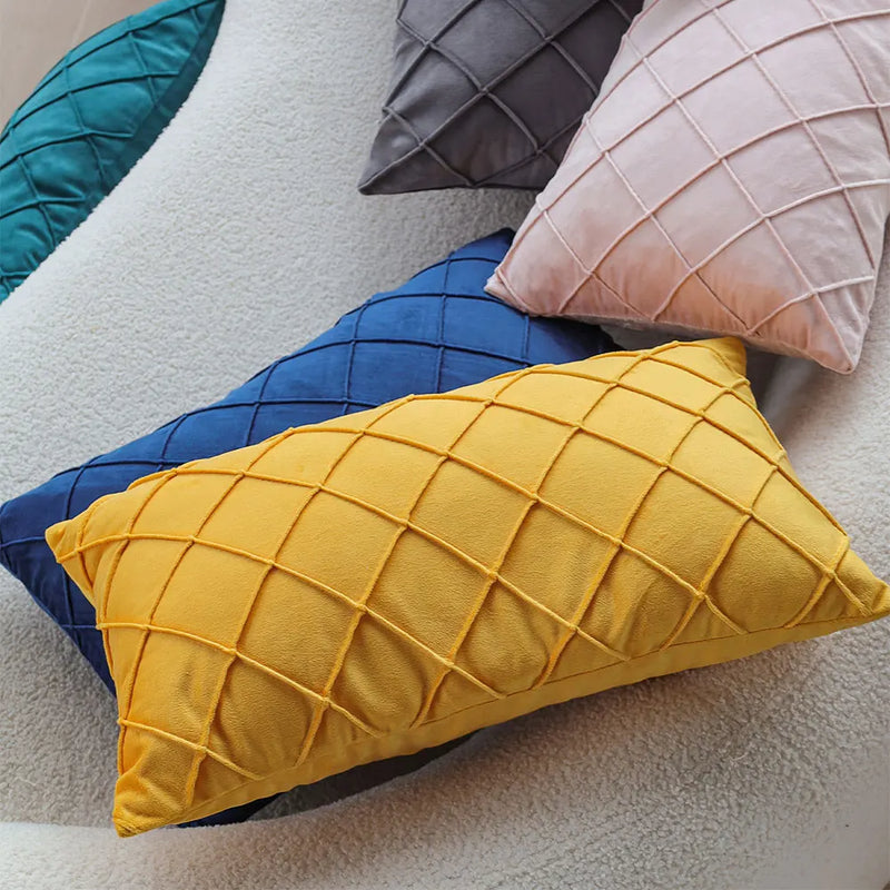 Axyaa Soft Yellow Pillow Cover for Sofa, Decorative Rectangle Pillowcase