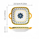 Axyaa Ceramic Square Salad Plate with Handles, Kitchen Utensil, Italian Pasta Plate