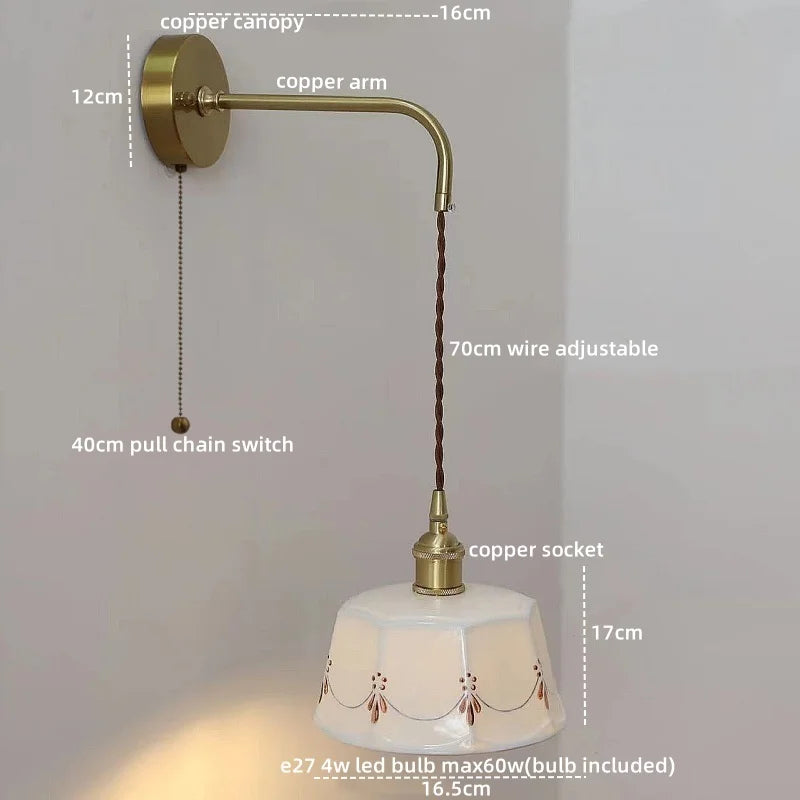 Axyaa Ceramic Hand-painted LED Wall Light Fixture for Modern Spaces