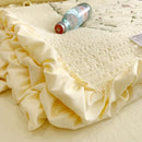 Axyaa Chiffon Summer Quilt Set: Ruffled Double Bed Cover, Girl Heart, Washed Cotton
